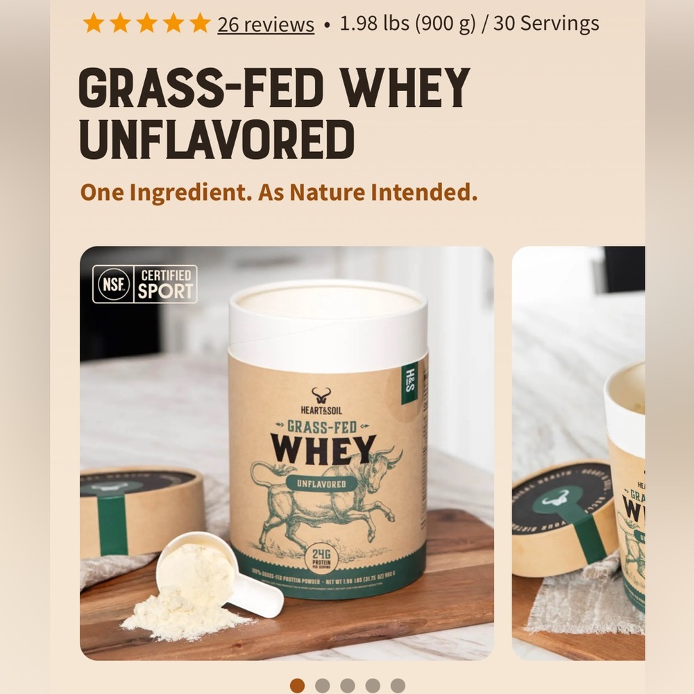 Heart & Soul Unflavored Whey Protein Powder